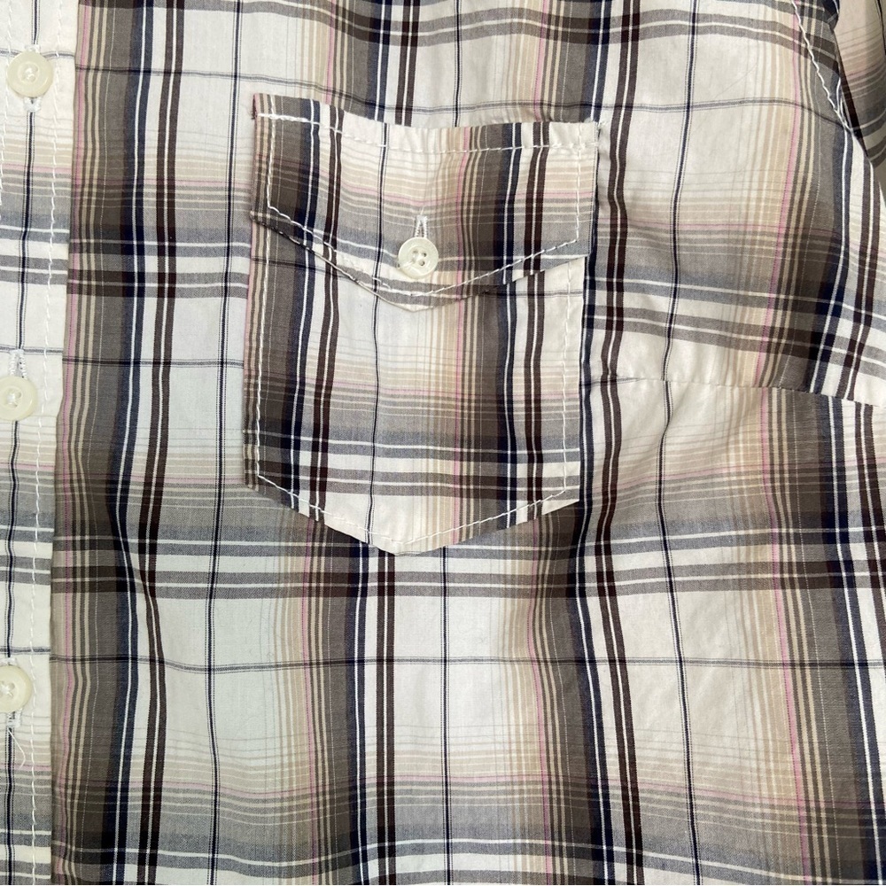 Checkered Pastel Plaid Modern Pocket Shirt - Picture 6 of 7